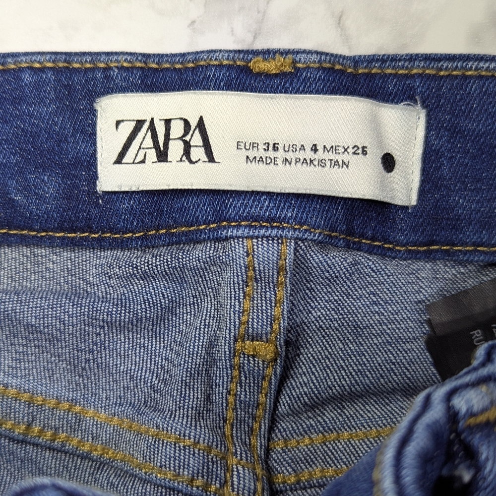 Zara Blue 7223/265 Mid-rise Bootcut Blue Denim Jeans Size 4 US - Picture 6 of 14
